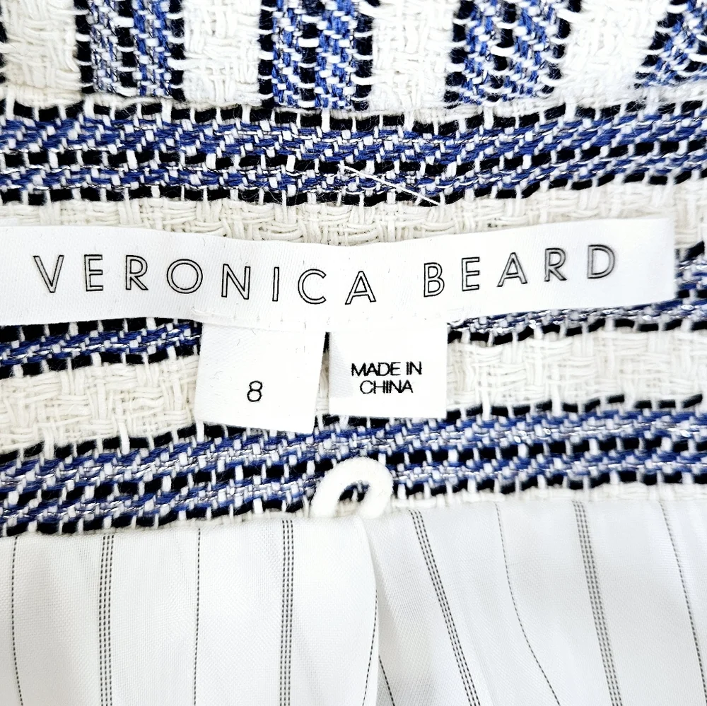 Veronica Beard Ryland Striped Cotton-Blend Tweed Blazer in Blue and White Size 8 - Picture 14 of 15